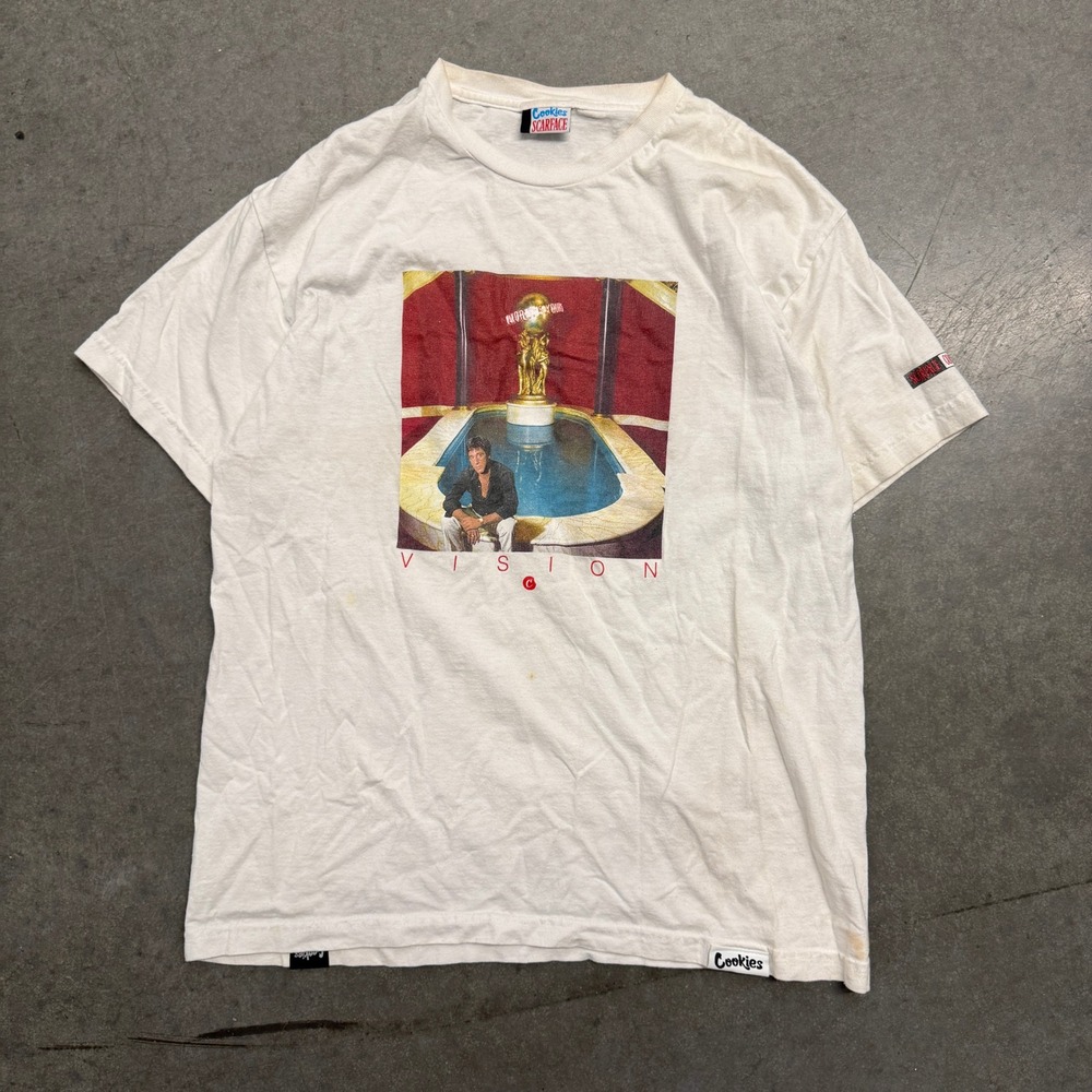 Cookies x Scarface Vision Tony Montana Graphic T-Shirt White Mens Size XL
